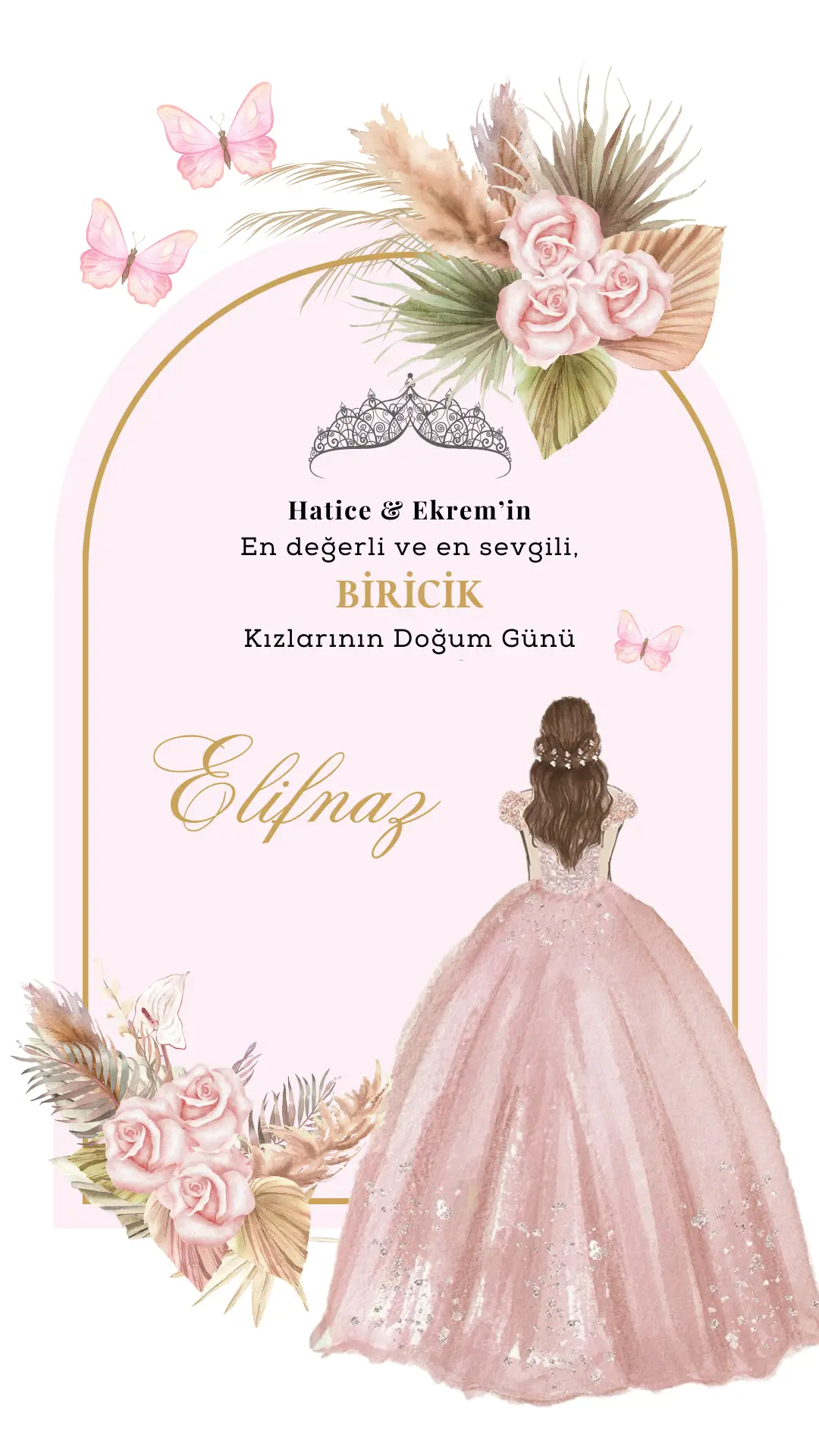 Prensesin Rüyası Dijital Doğum Günü Davetiyesi